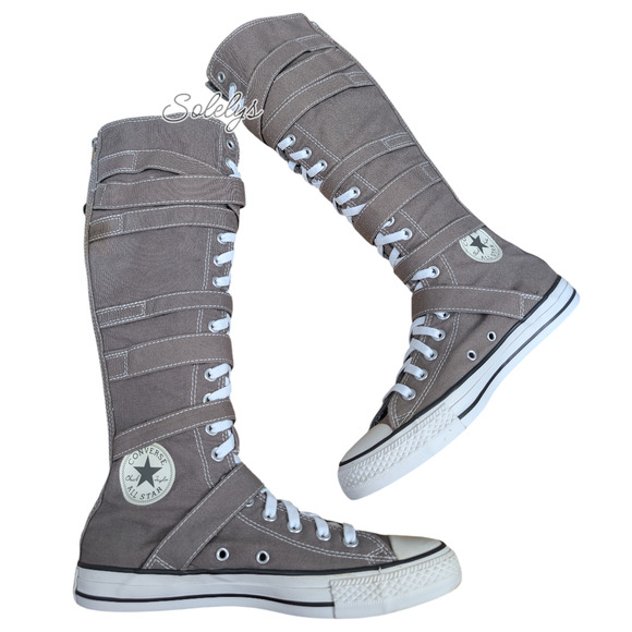 Converse 2012 XXHI 7 Multi Strap Grey Buckle Knee High Sneaker Boot Womens 9.5 - Picture 11 of 12